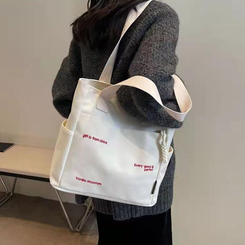 Fashionable Casual Canvas Bag Cartoon Letter Versatile Handbag Bento Bag