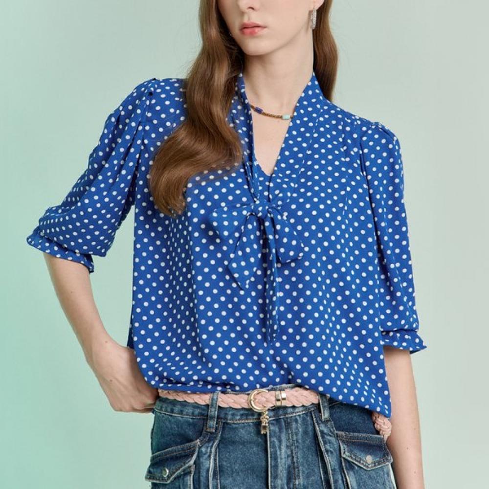 

Maxza Dot Print Tie Chiffon Blouse Zd06qb600on Blue/FREE
