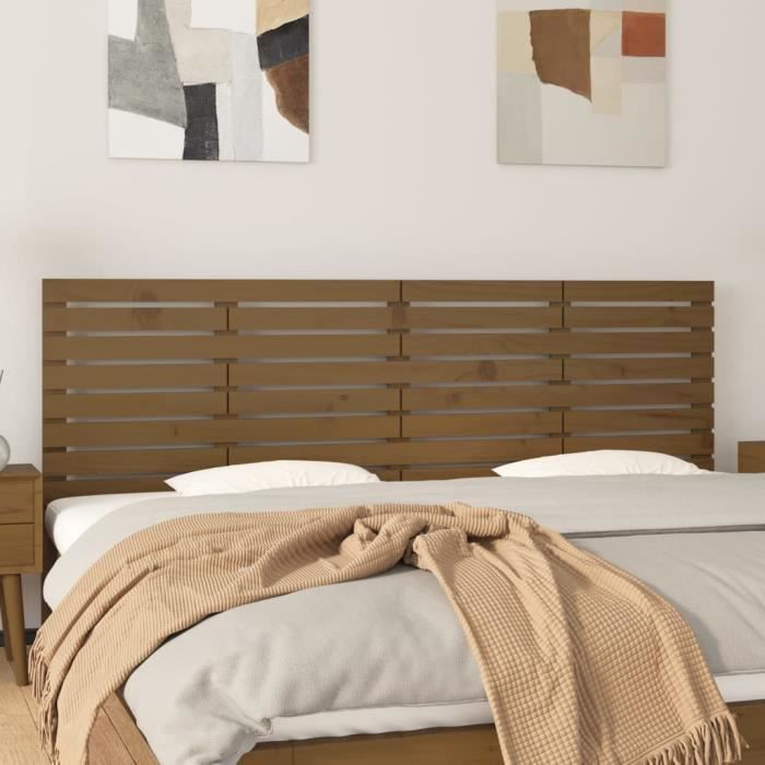 824721 vidaXL Wall-mounted Headboard Honey Brown 206x3x63 Cm Solid Pine Wood