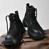 New Men's Shoes Lace-Up Men High Top Boots Leather Casual Shoes for Man Retro Motorcycle Boots Fashion Men's Walking Boots Botas