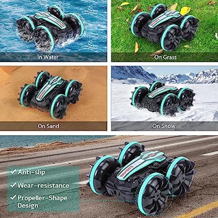 Amphibious Remote Control Car, 2.4GHz Waterproof 4WD Car 360 Rotating 118 RC Car, Toy for Children 3-12 Years
