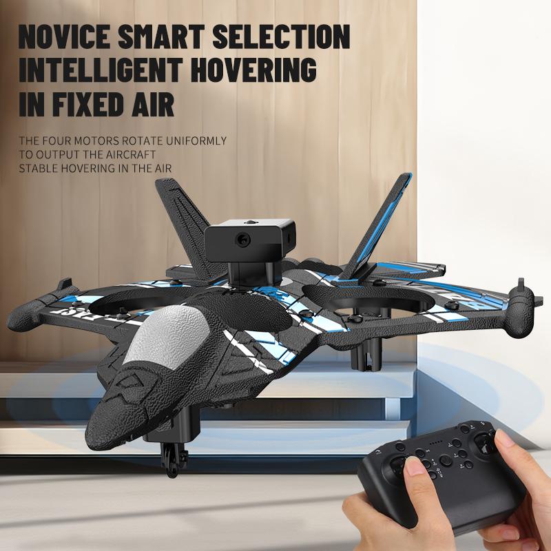 Aereo RC con Telecamera Elicottero Telecomandato Caccia Schivata Ostacoli Aereo 2.4G Schiuma EPP Giocattoli di Natale per Bambini