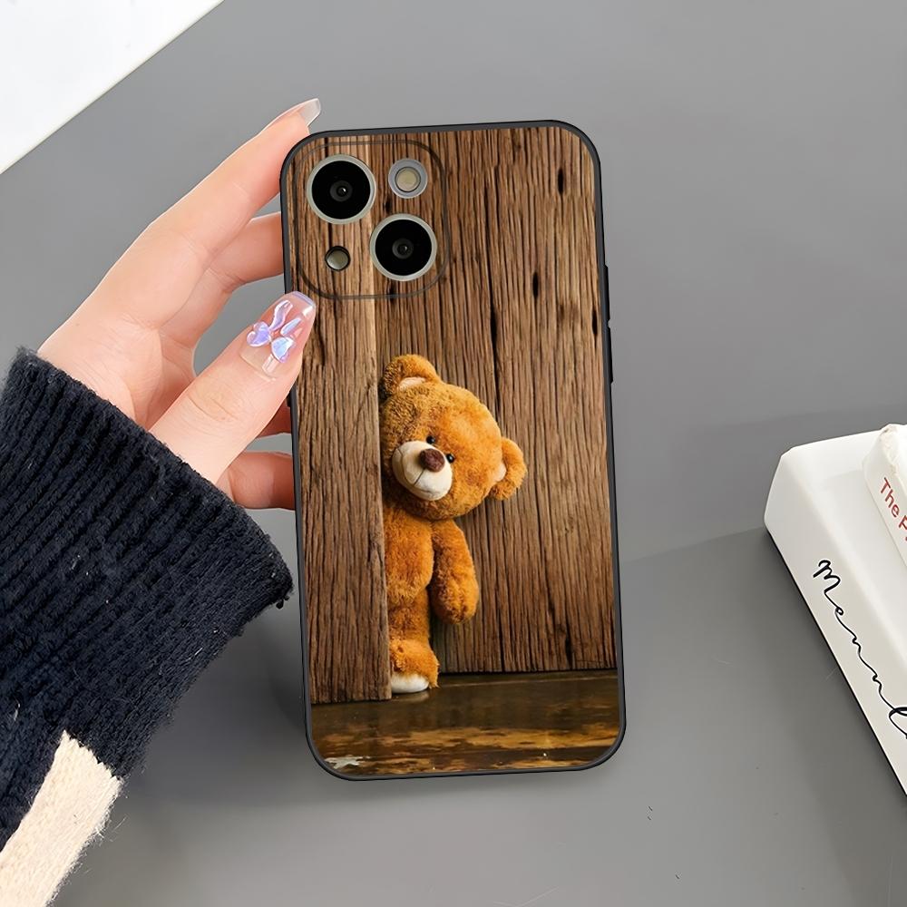 Cartoon Teddy Bear Phone Case For Iphone 15 Pro Max 14 Pro 16 Plus 12 13 11 Xr X Xs 8 7 Plus Silicone Back Cover