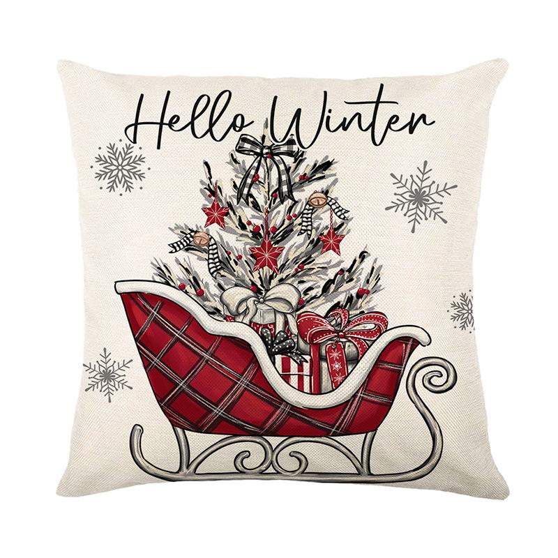Neuer weihnachtlicher Dekokissenbezug Polyester bedruckt Sofakissenbezug Heimkissenbezug