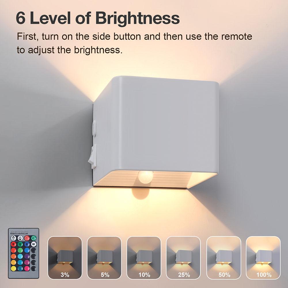 LED Wall Sconces Motion Sensor Dimmable Indoor Wall Lamp Up Down Remote Control Wall Mount Light for Living Room Hallway Bedroom