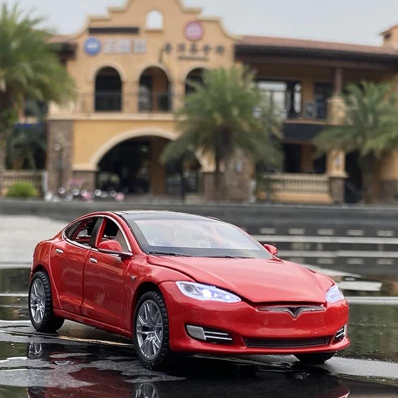 1:32 Model S Model 3 Model X Alloy Car Model Diecast Metal Toy Vehicles Car Model Simulation Sound and Light Kids Toy Gift