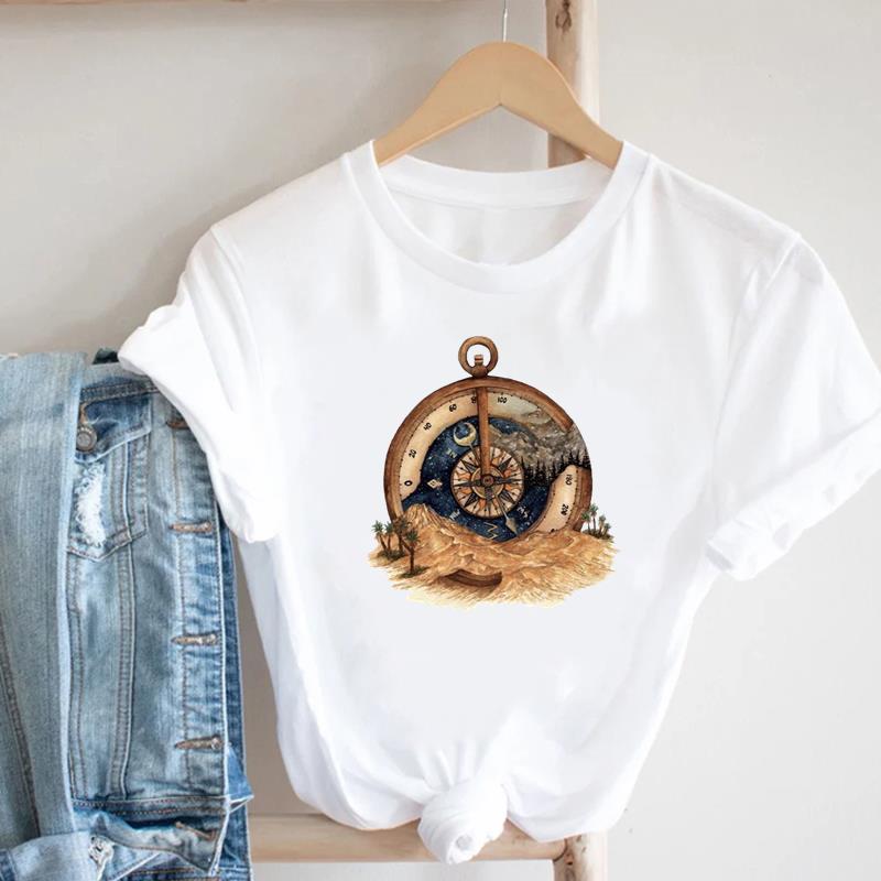 Sweet Beach 90s Tee Top Fashion T Shirt Lovely Style Clothing Casual Short Sleeve Women Print Lady Female Graphic T-shirt