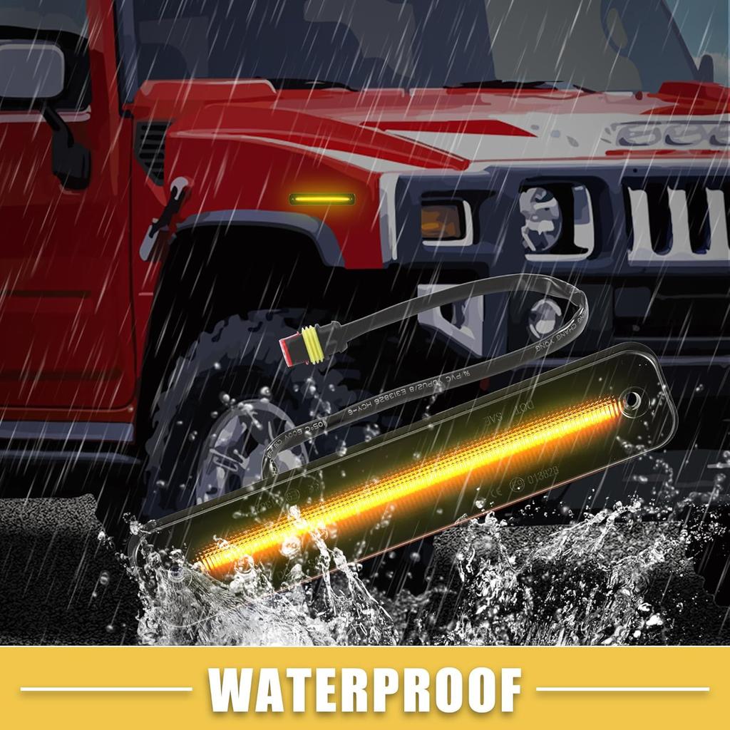 LED Side Marker Light 25952319 Front Turn Signal Lights Fender Sidemarker Lamps for Hummer H2 2003-2009 Black Lens Amber LED Light 1 Pair