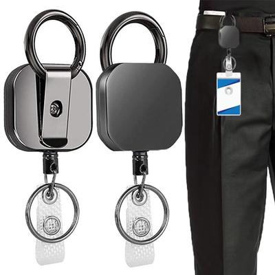 1/3/5pcs Extendable Metal Key Chain Ring Belt Clip Pull Keyring Retracting ID Card Lanyards Id Badge Holder Badge Clip
