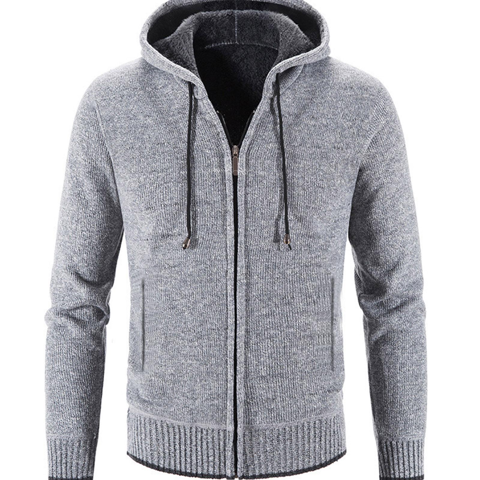 

Мужской вязаный свитер Свитер с капюшоном на молнии Кардиган XL