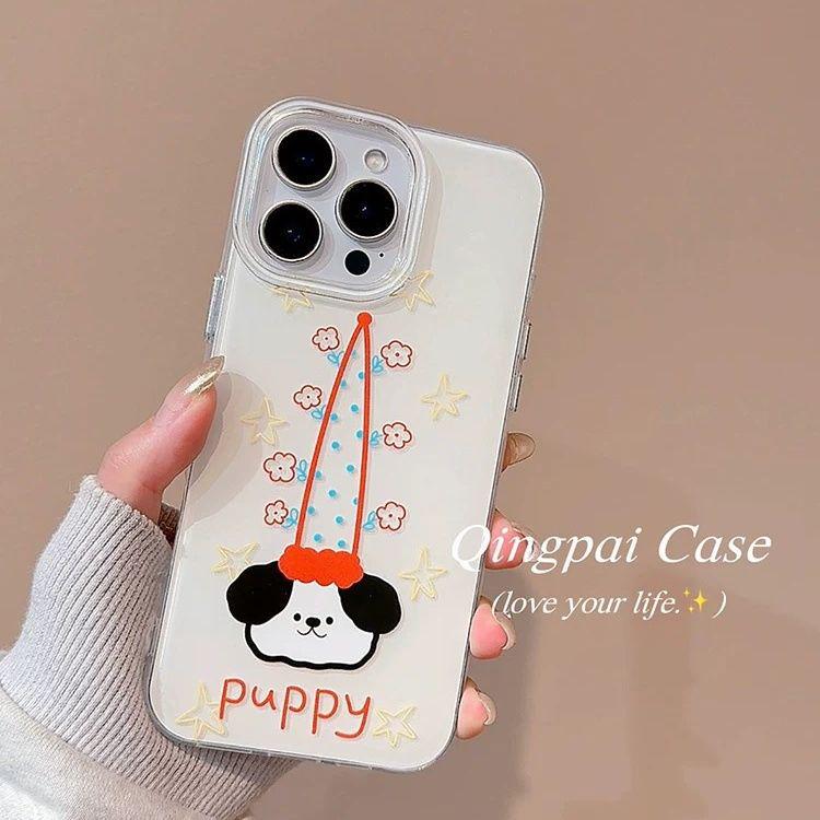 

Graffiti Puppy Hat Phone Case for Apple 15/17PROMAX & 13Pro, 11 Cute, 16 Double Layer, 17 Apple 17 Pro