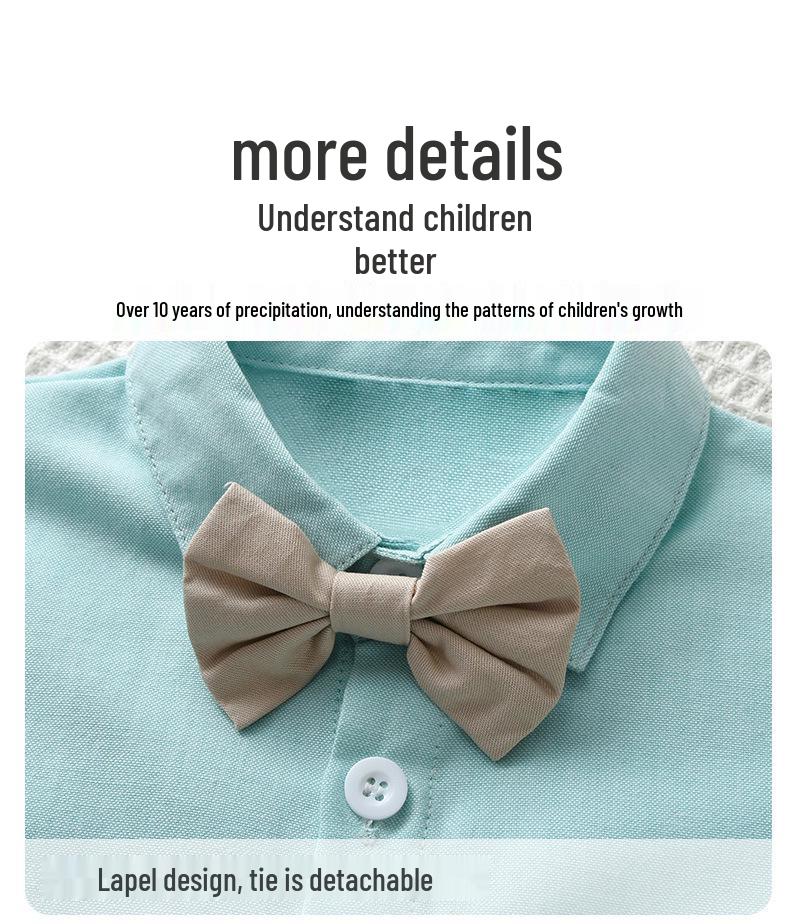 Dreiteiliger Britischer Gentleman Sommer-Overall für Kinder: Kurzarm-Set für Jungen