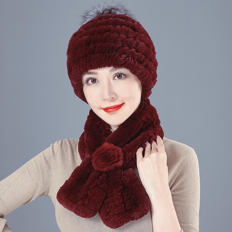 Old Man In Fur Rex Rabbit Hair Hat Ladies Autumn and Winter Mom Old Woman Warm Fox Hair Grandma Top Hat