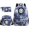 Popular Novelty Cool Bad Bunny Print 3pcs/Set Pupil School Bags Laptop Daypack Backpack Inclined Shoulder Bag Pencil Case