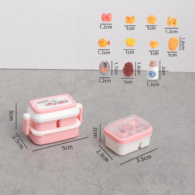 Dollhouse Simulation Mini Lunch Storage Box 1 Set Cartoon Kitchen Tableware for Kids Pretend Play Game Props