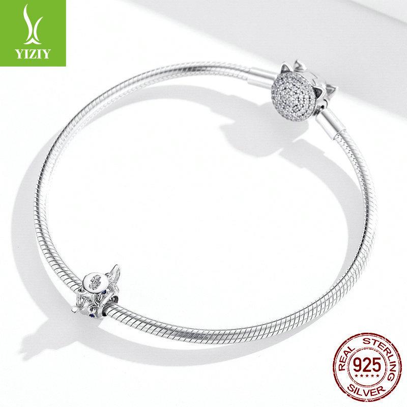 Hollow Teapot S925 Silver Loose Beads, Fashion Life Platinum Plated Bracelet Beaded Bsc274