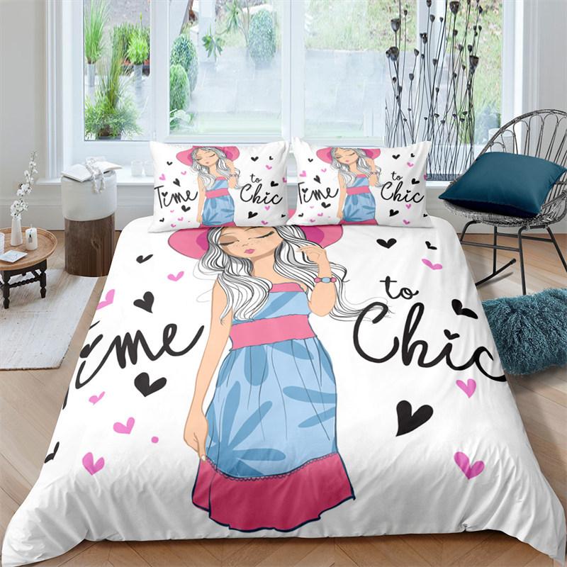 

Fashion Girl Duvet Cover Set Personality Girl Playing Skateboard Comforter Cover Polyester Bedding Set Pillowcases For Kid Girl (135x200cm)