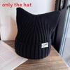 Cute Solid Cat Ears Shape Design Women Wool Knitting Hat For Fall Winter And
