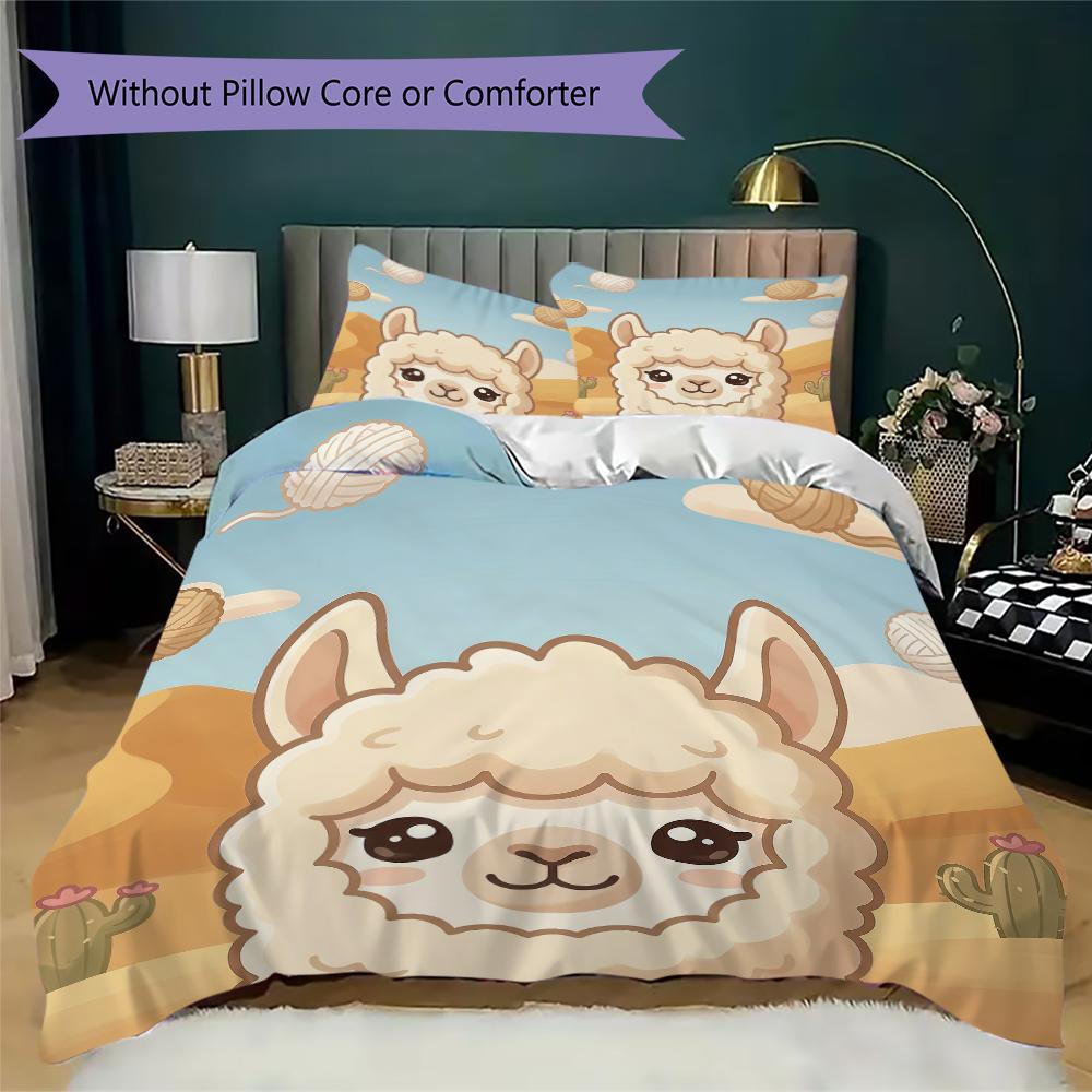 Vintage Sheep Pattern Bedding Uilt Set Uilt Cover Pillowcase Home Decoration Birthday Gift (1 * Duvet Cover + 2 * Pillowcase Without Core)
