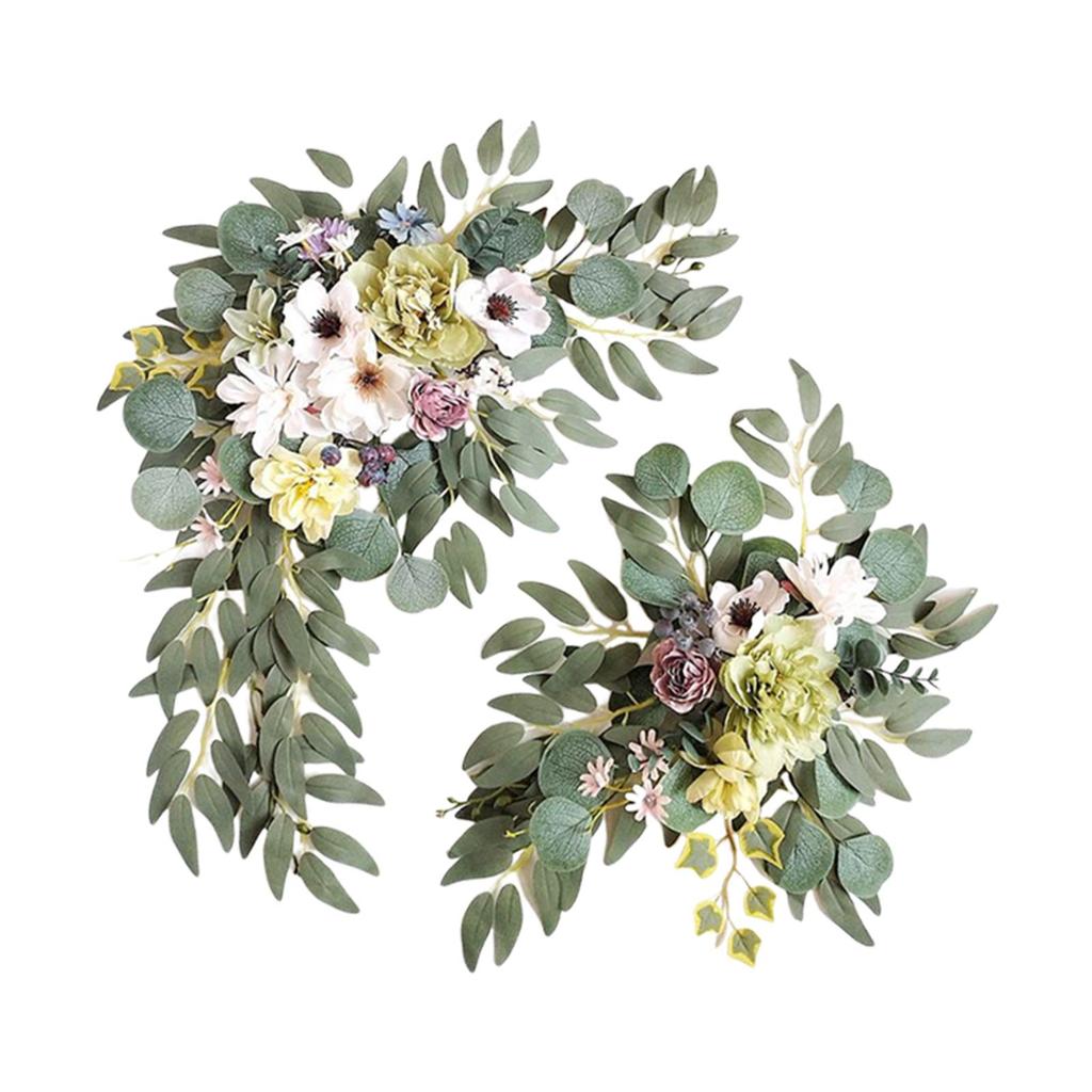2x Künstlicher Kranz Schmuck Foto Requisiten Dekoration Handgemachte Kunst Deko DIY Szene Layout Hochzeitsbogen Blume für Innenfenster