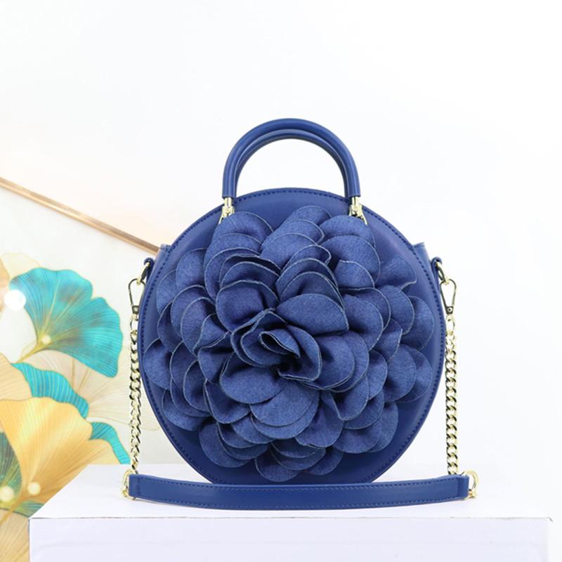 

2025 Luxury High-end New Women s 3D Rose Petal Handbags Top Microfiber Synthetic Leather Shoulder Bag Lady Party Evening Bag синий