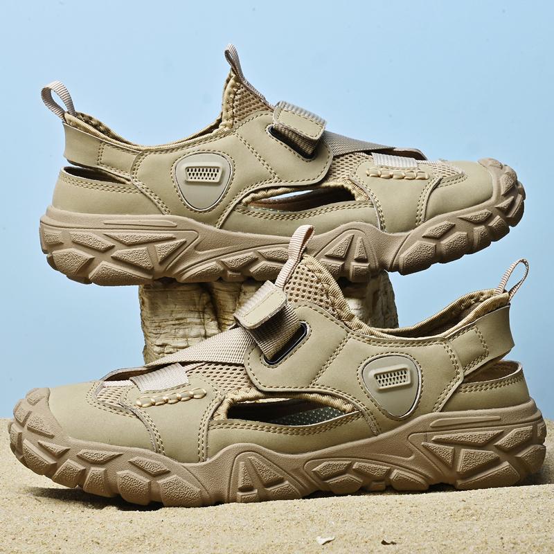 Fashion Comfort Men Mesh Sandals Lightweight Summer Shoes Outdoor Quick-Dry Wading Aqua Shoes Non-Slip Travel Beach Flats  Daily Sandals