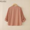 ZANZEA Blusa Casual da Donna Girocollo Regolabile Ampia Manica Lunga
