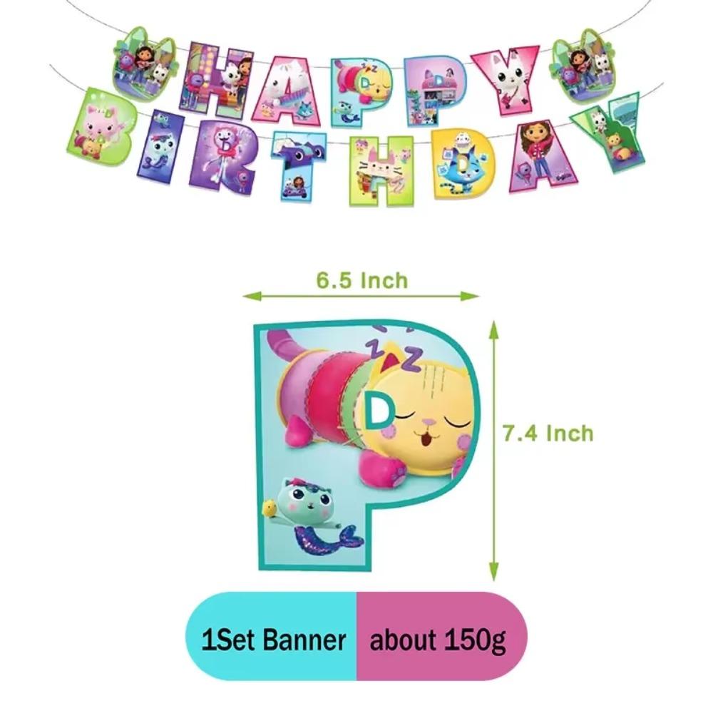 Gabby Birthday Party Plates Cups Napkin Balloons Cat Dollhouse Party Supplies Disposable environmental Tableware Picnic portable