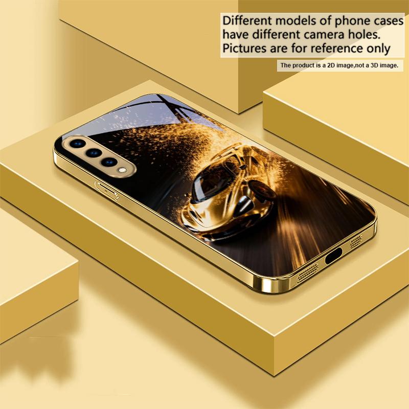 Flying golden supercar For Samsung A 31 32 A33 A34 35 14 A15 13 16 25 26 50 52 53 54 55 56 70 71 72 73 Golden glass phone case