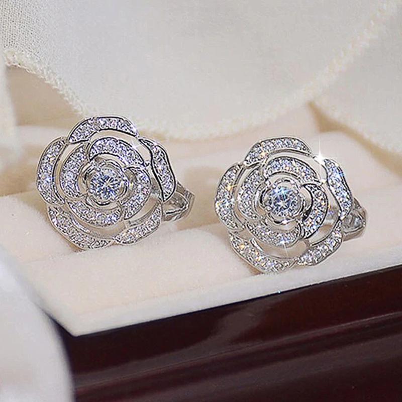 

Huitan Романтические серьги с цветочным дизайном для женщин Сплав цинка Цвет/Золотой цвет Сверкающие женские серьги Свадебная вечеринка Модный циркон