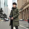 Winter new cotton-padded clothes men's medium and long feather cotton-padded clothes, warm and thickened hooded large-size cotton-padded jackets