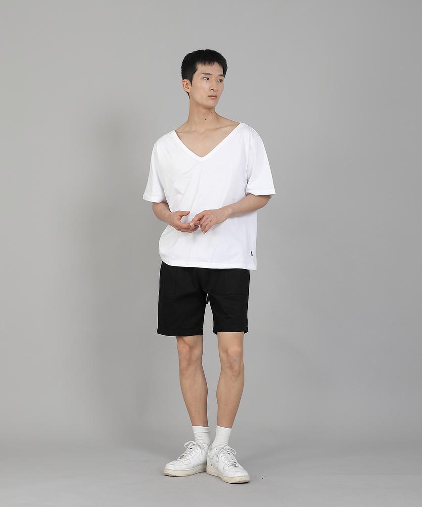 Seinteukeulu Plain Big V-Neck Short Sleeve T-Shirt Bigv-883 White