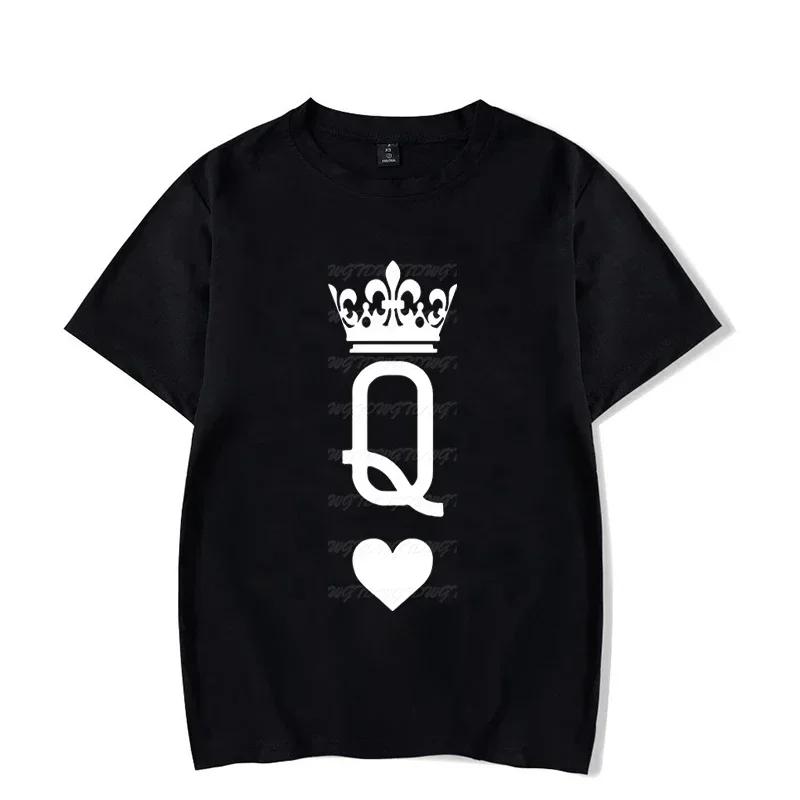 Queen Crown Couple Matching Tshirt Unisex Women Valentine Lovers Shirt Fashon Trend Wife Husband Tee Harajuku Couple Unisex T Shirt