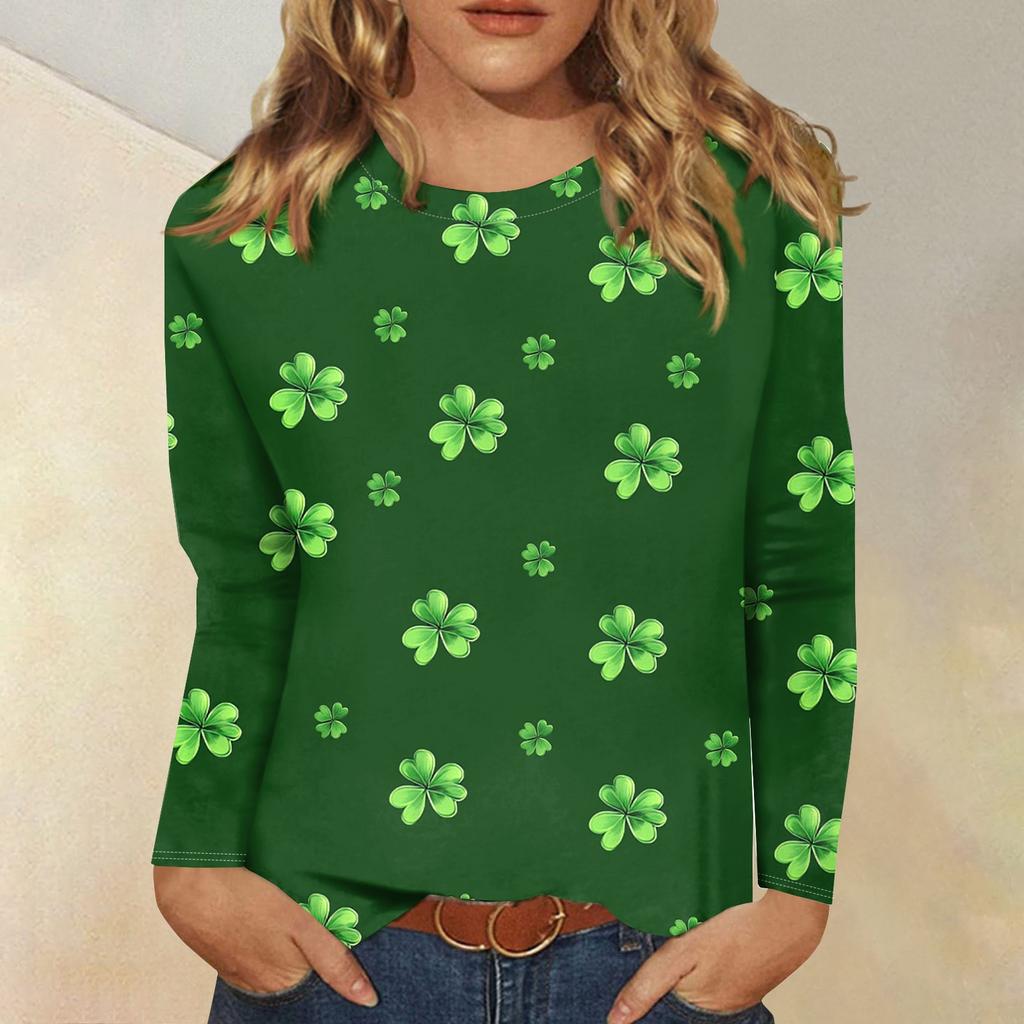 Pikkade varrukatega särgid naistele Armsad prinditud graafilised särgid Pluusid Suurepärased vabaaja topid Pullover Jõulud