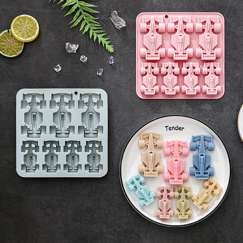 7 Cavity Racing Car Silicone Mold 3d Kart Mousse Fondant Chocolate Mould Ice Grid Epoxy Baking Resin Mold Cake Decorating Tools