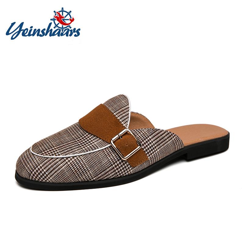 Summer Canvas Man Loafer Slides Elegant Casual Shoes Lightweight Half Shoes for Man Breathable Slip-on Mules Slippers