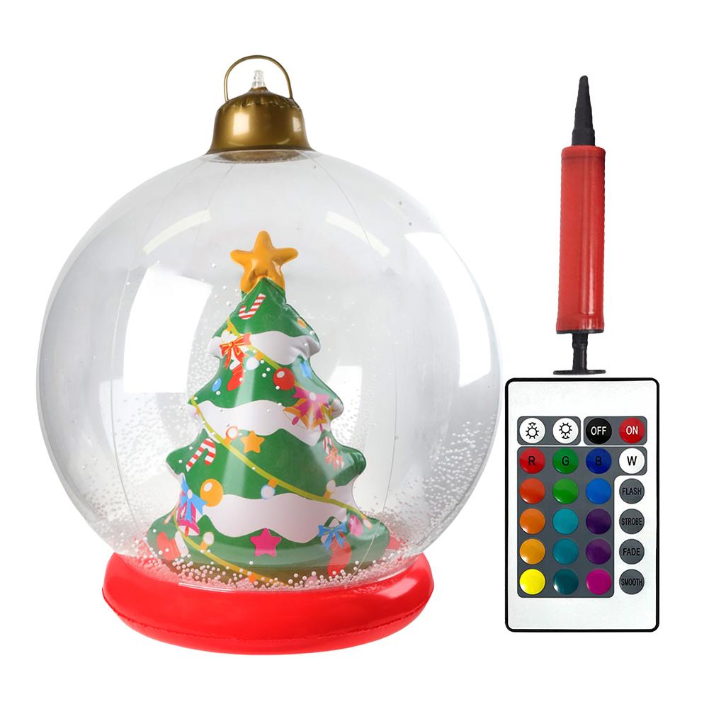 60cm PVC Inflatable Christmas Ball Giant Inflatable Christmas Balls with Lights Remote Control Xmas Decoration Yard Party Decor