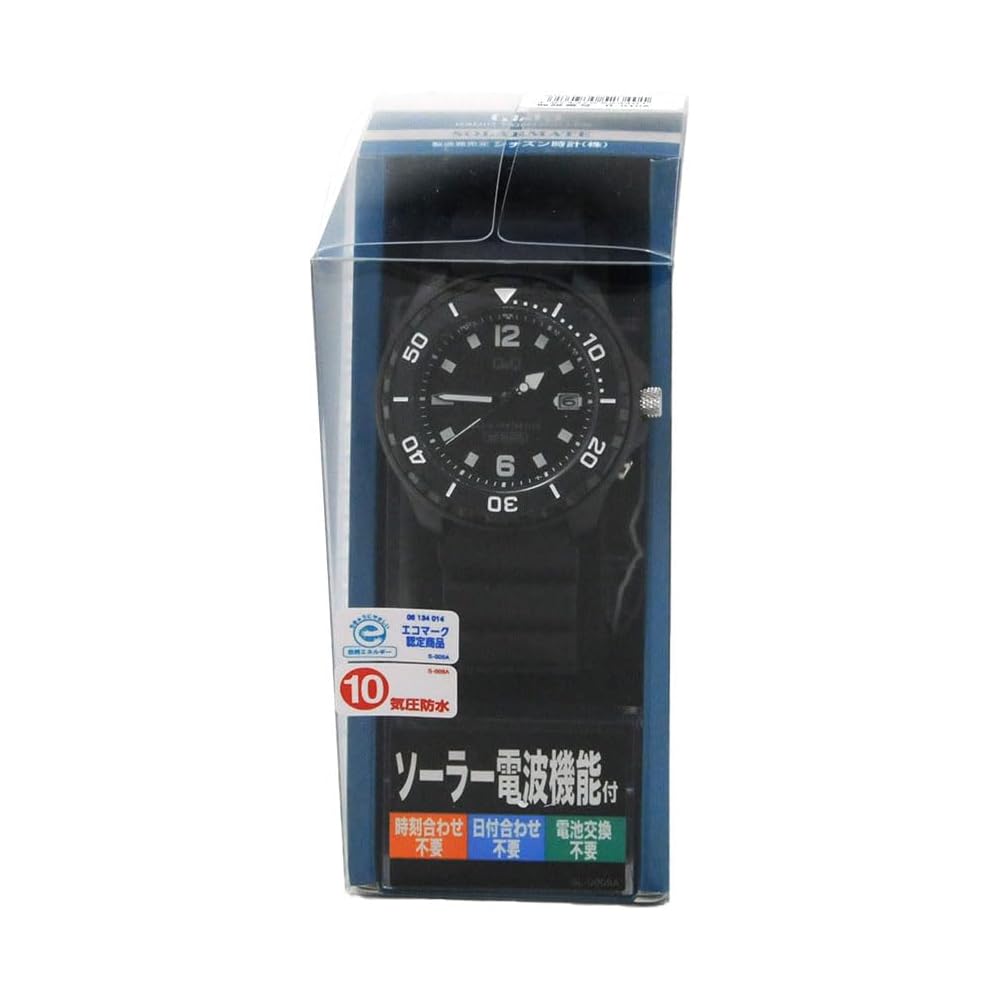 Citizen Q&Q Analog Solar Radio-Controlled Watch Waterproof Date Urethane Band Men's Black D02A-001VK
