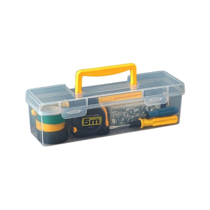 Multipurpose Transparent Organiser Box For Home Repair Tool Easy Carry Handle And Plastic Construction Toolbox