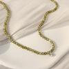 Summer Matcha Olivine Necklace Plated 18K Gold Titanium Steel Necklace Female Does Not Fade Female Personality