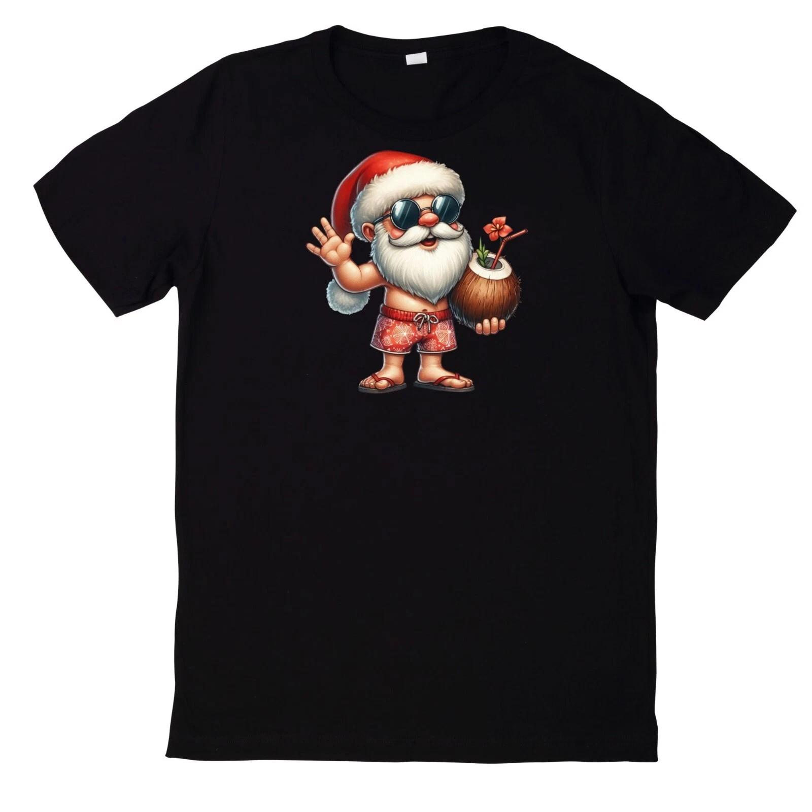 T-Shirt Weihnachtsmann im Sommer Motiv Baumwolle L