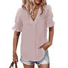 A New V-neck Short-sleeved Fleece Ball Loose and Flowing Top for Women's Summer