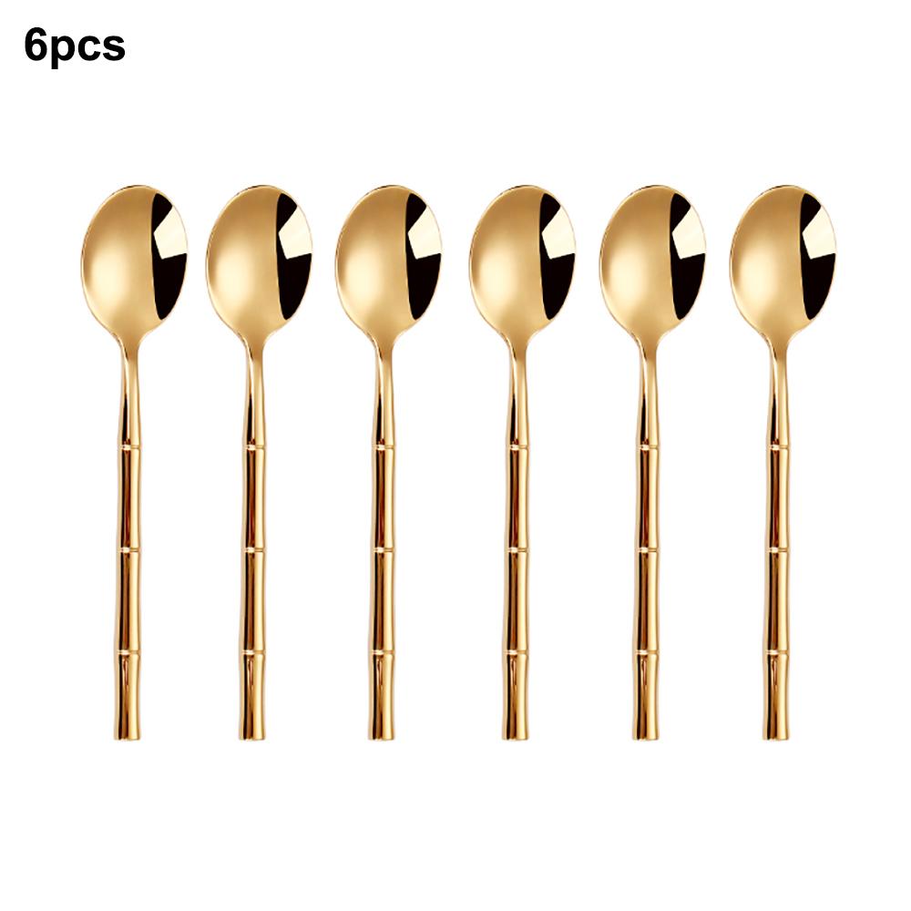 6/24/30Pcs Stainless Steel 304 Tableware Gold Cutlery Set Western Bamboo Shaped Handle Knife Fork Spoon Mirror Dinner Set
