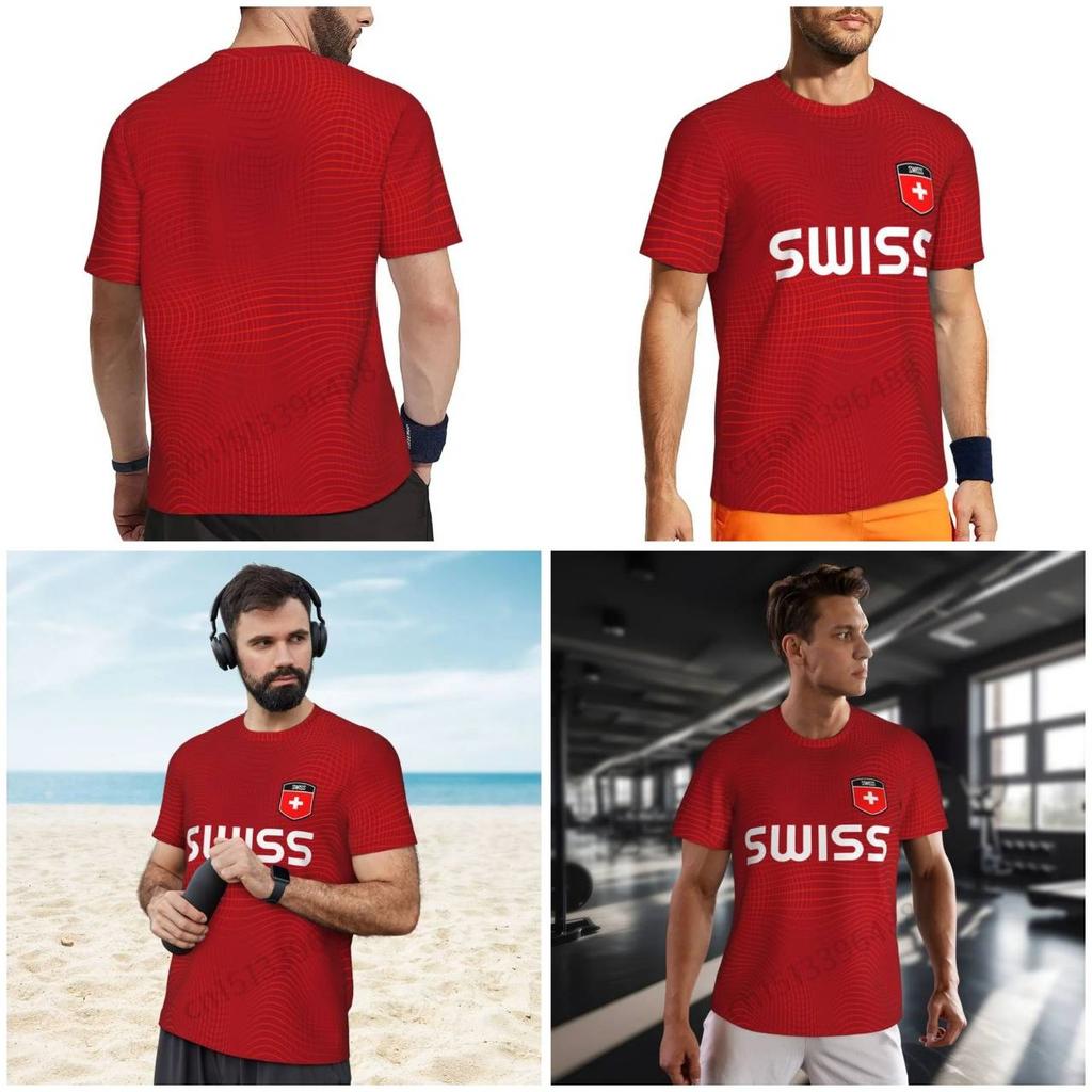 Switzerland Swiss SUISSE Soccer Football Tshirt Print 3D Flag National JERSEY CHEER Training Round Neck Unisex Men Women Sport Short Sleeve Uniform