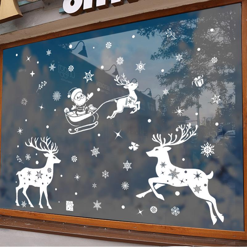 Christmas Decorations: Reindeer Electrostatic Stickers, Glass Window Stickers, Window Display Decoration Stickers