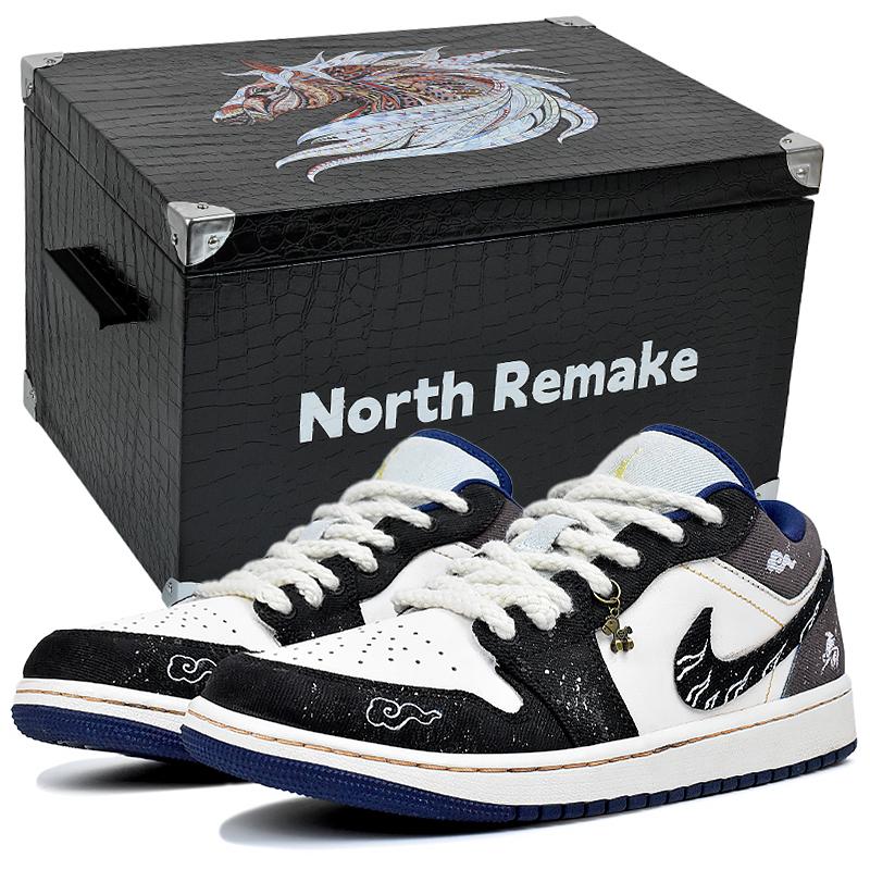 Jordan Air Jordan 1 Abrasion Resistant Low Top Vintage Basketball Shoes Men's Black White IH0648-141(Team96-S-BOX)