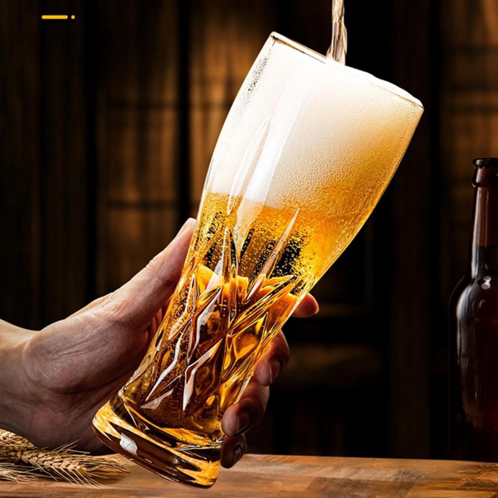 330ml/500ml High-end Craft Beer Glass Creative Carved Beer Glass Cold Drink Cup Household Large Capacity Water Cup Bar Glassware