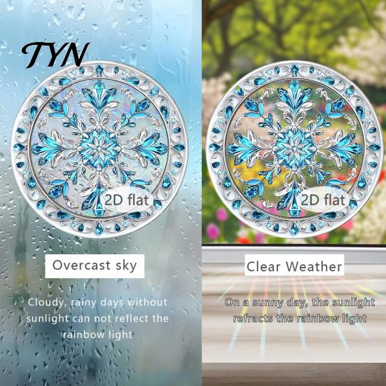 Durable Acrylic Holiday Signage Christmas 2D Hanging Ornaments, Stained Glass Style Snowman Santa Snowflake Lightweight Wall Ornaments Window