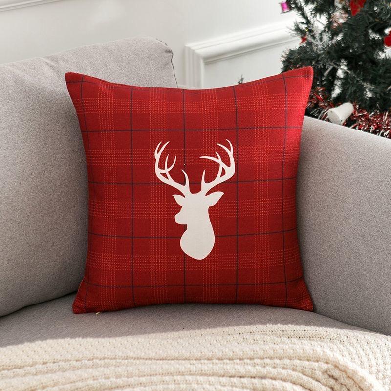 Christmas Cartoon Pillow cover,Santa Claus,reindeer,snowman,cute Pillowcase,home Celebration,red Creative Gift