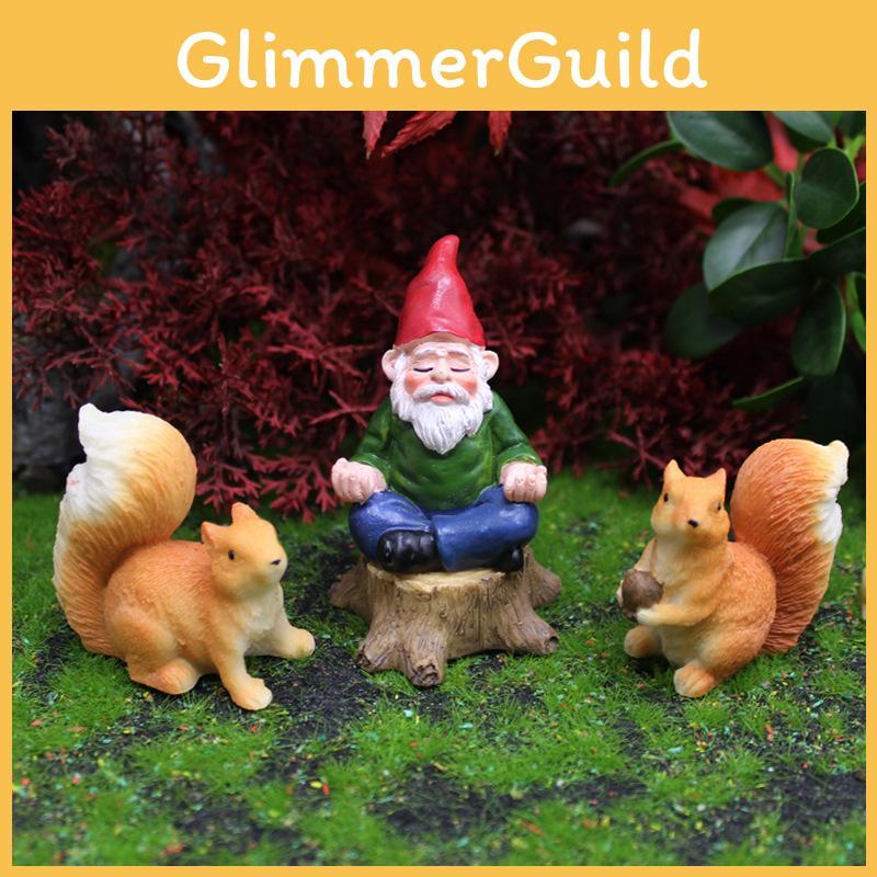 Scene Micro Resin Ornament Dwarf And Squirrel For Garden Decor Display Indoor